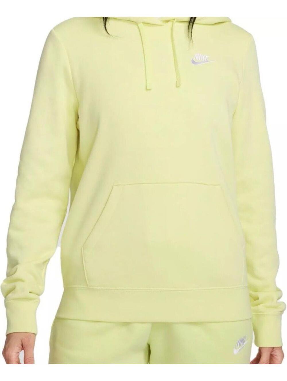 $65 Women’s Size XS Nike Club Fleece Pullover Hoodie Light Yellow White DQ5793